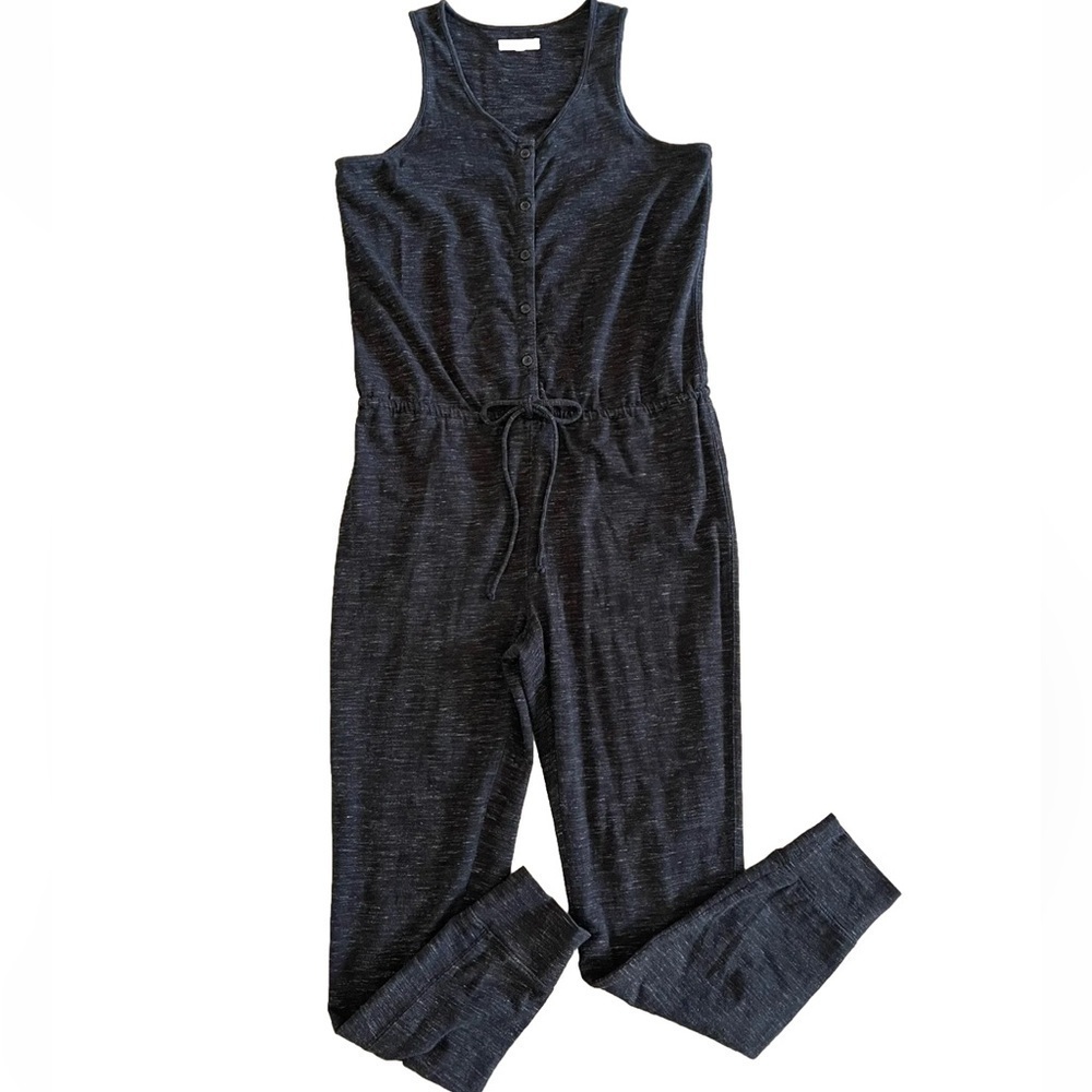 Madewell Jumpsuit XS Sleeveless Jogger Black Heather Scoop Neck Lounge Travel